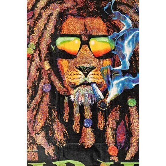 New Rasta Lion Beach Bath Pool Gift Towel Dreads Weed Smoke Marijuana Irie Retro - Picture 2 of 4